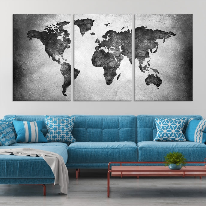 Large Wall Art World Map Canvas Print