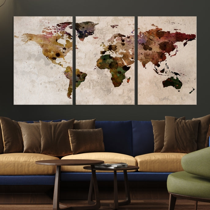 Large Wall Art World Map Canvas Print