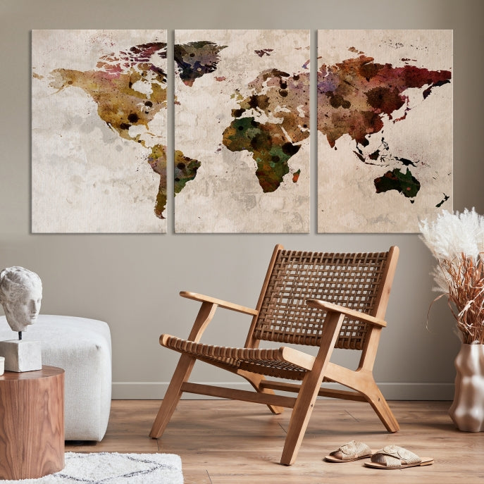 Large Wall Art World Map Canvas Print