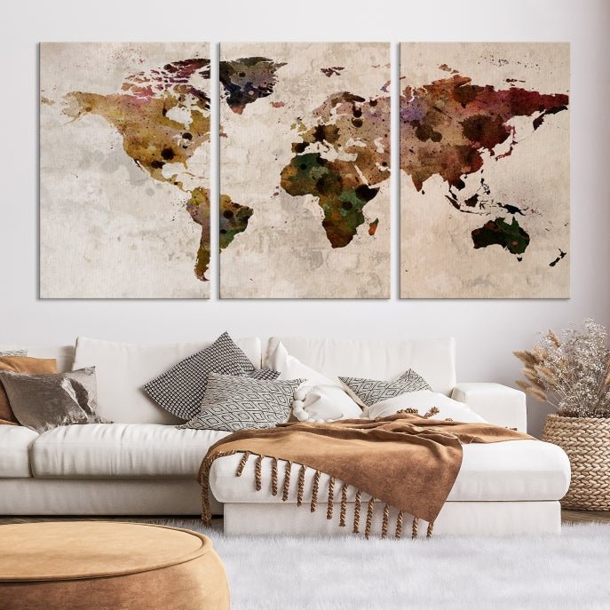 Large Wall Art World Map Canvas Print