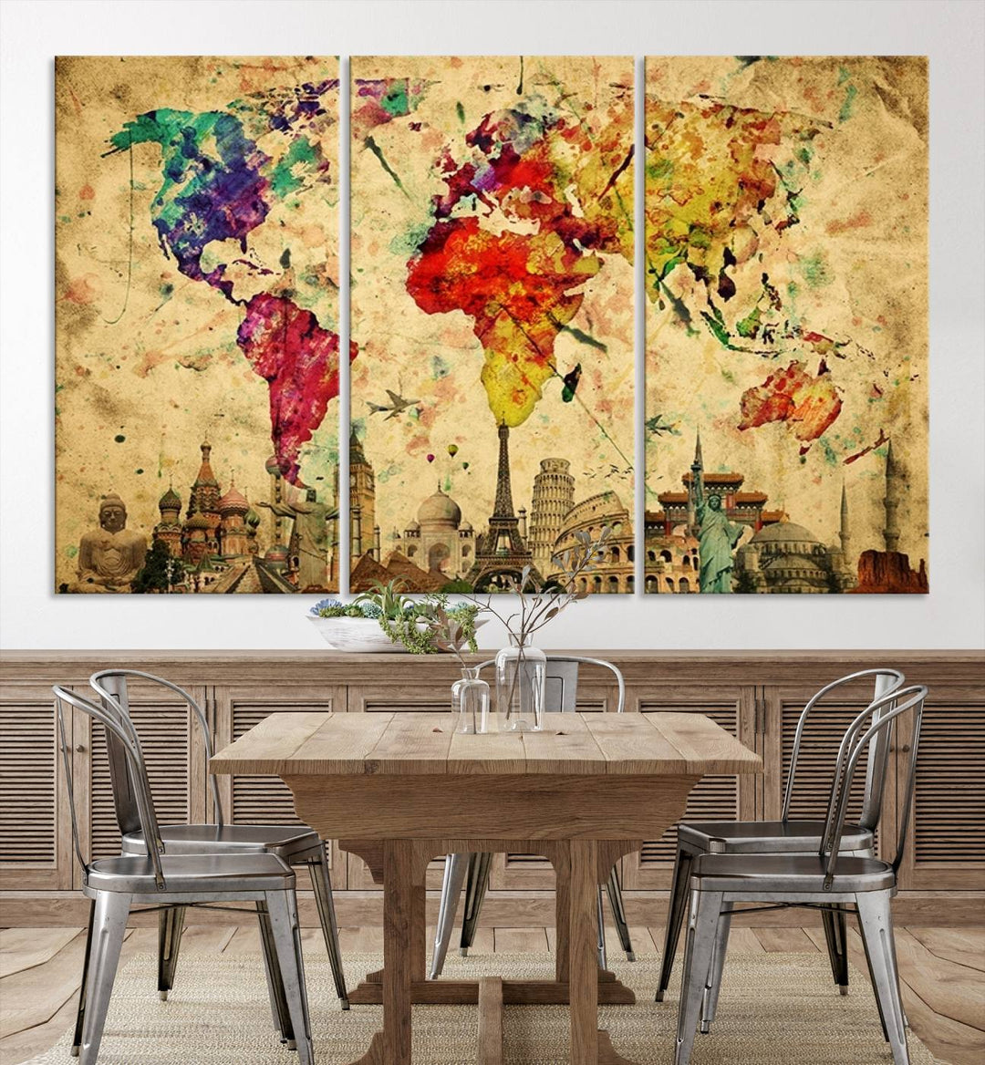 Large Wall Art World Map Canvas Print