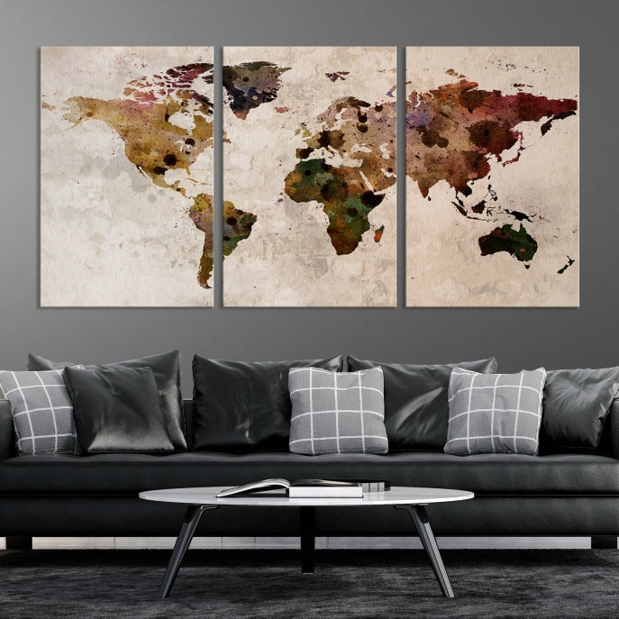 Large Wall Art World Map Canvas Print