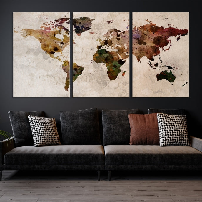 Large Wall Art World Map Canvas Print