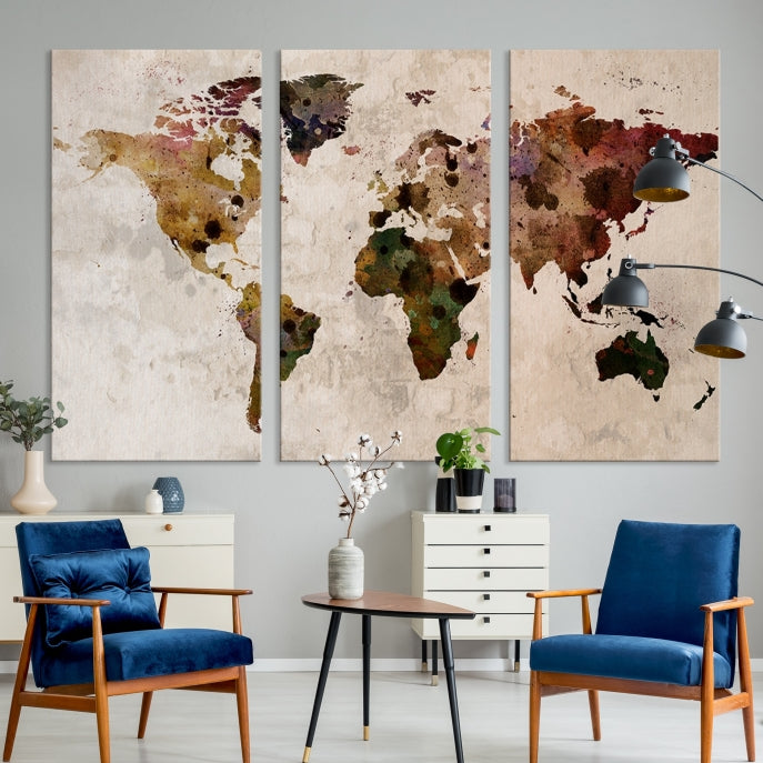 Large Wall Art World Map Canvas Print