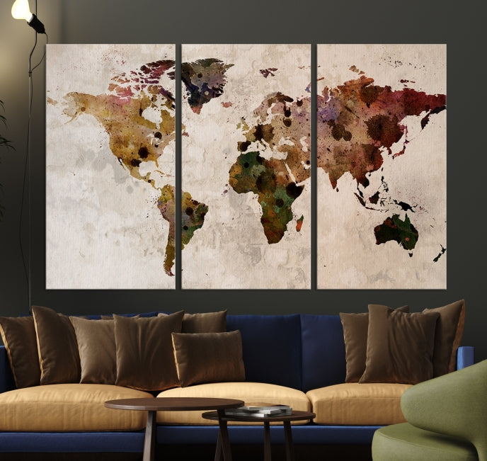 Large Wall Art World Map Canvas Print