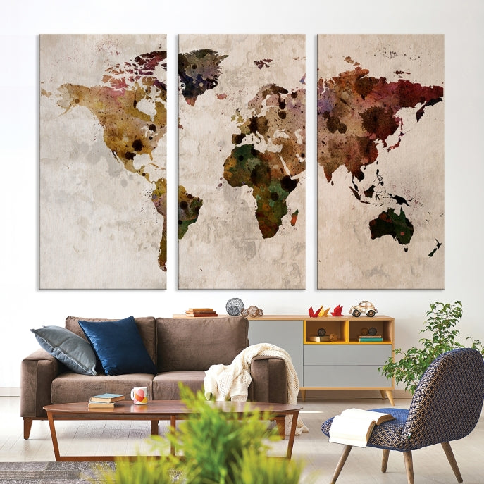 Large Wall Art World Map Canvas Print