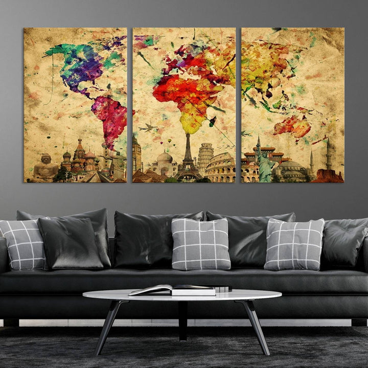 Large Wall Art World Map Canvas Print