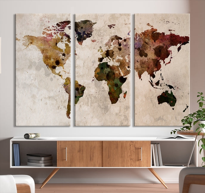 Large Wall Art World Map Canvas Print