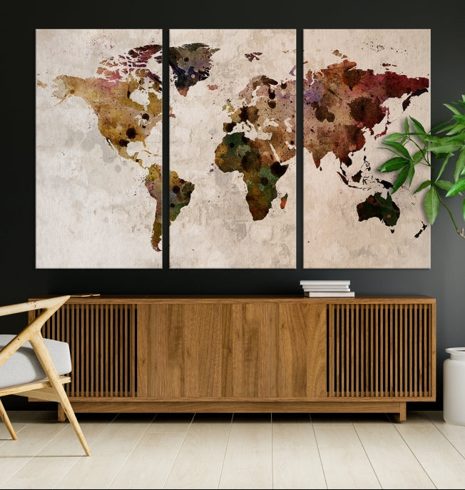 Large Wall Art World Map Canvas Print