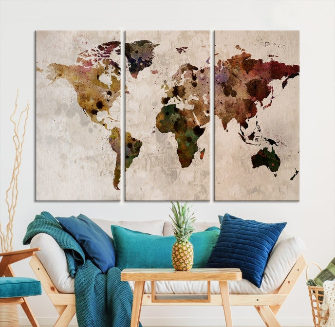 Large Wall Art World Map Canvas Print