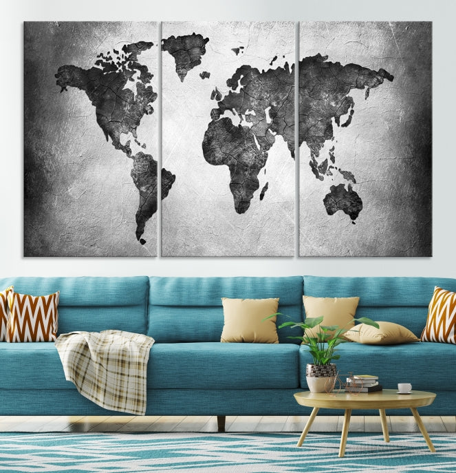 Large Wall Art World Map Canvas Print