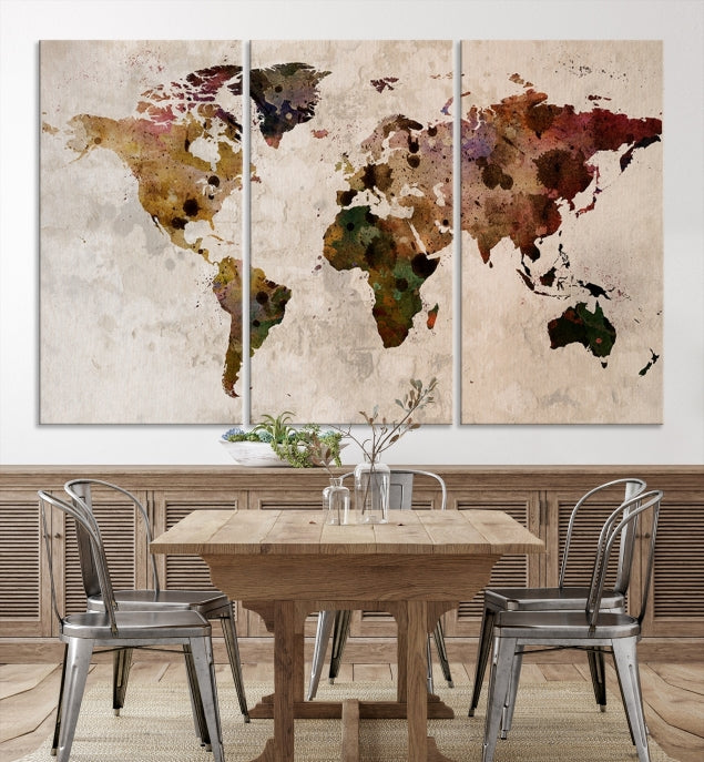 Large Wall Art World Map Canvas Print