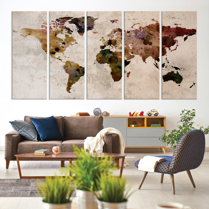 Large Wall Art World Map Canvas Print