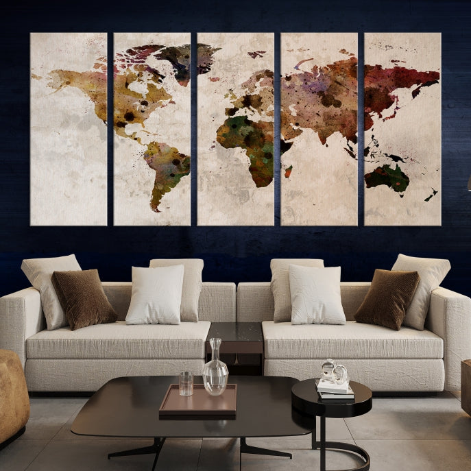 Large Wall Art World Map Canvas Print