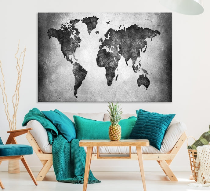 Large Wall Art World Map Canvas Print