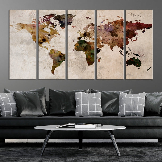 Large Wall Art World Map Canvas Print