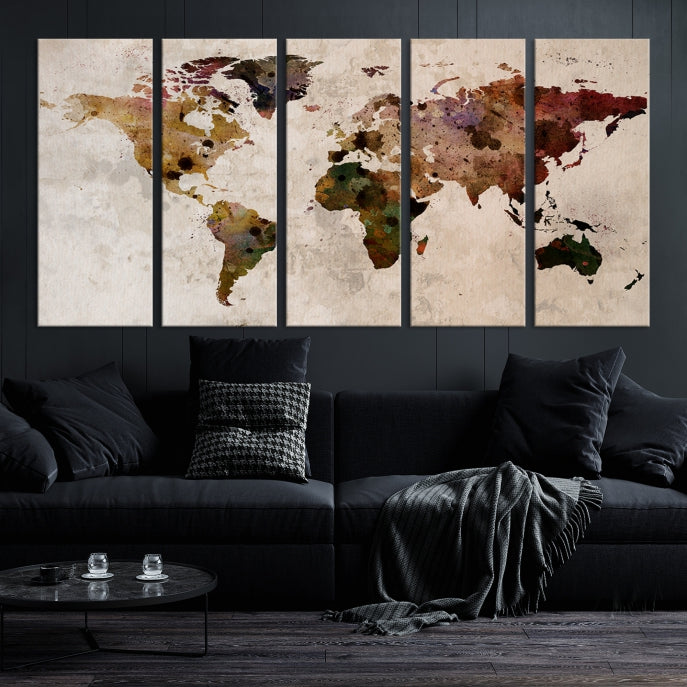 Large Wall Art World Map Canvas Print