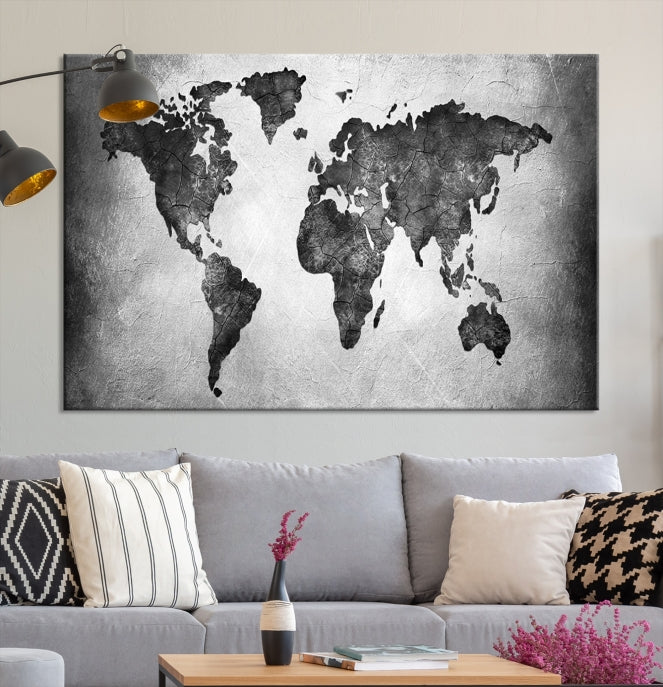 Large Wall Art World Map Canvas Print