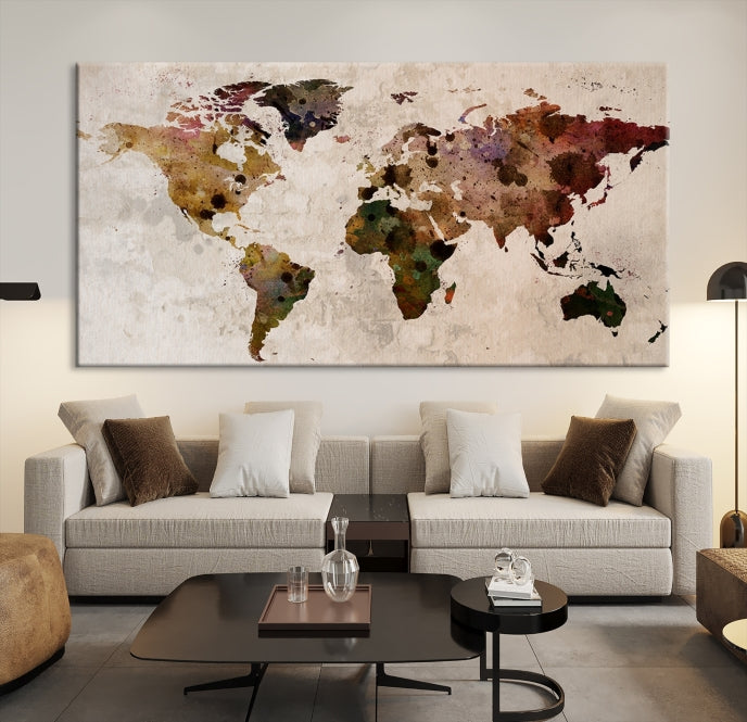 Large Wall Art World Map Canvas Print