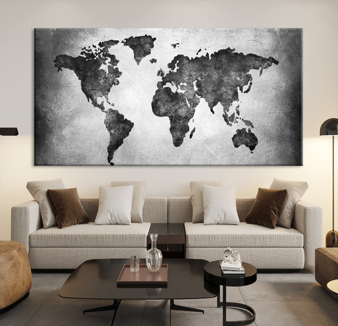 Large Wall Art World Map Canvas Print