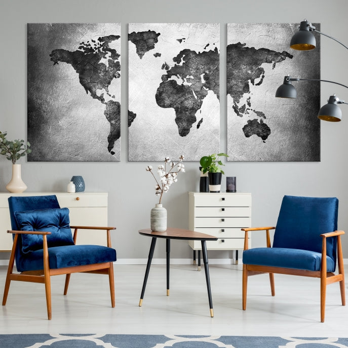 Large Wall Art World Map Canvas Print