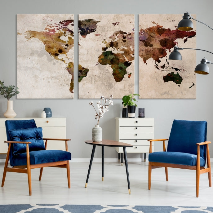 Large Wall Art World Map Canvas Print