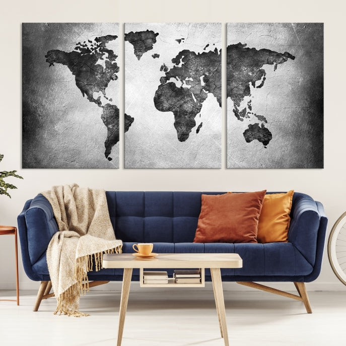 Large Wall Art World Map Canvas Print