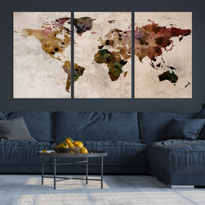 Large Wall Art World Map Canvas Print