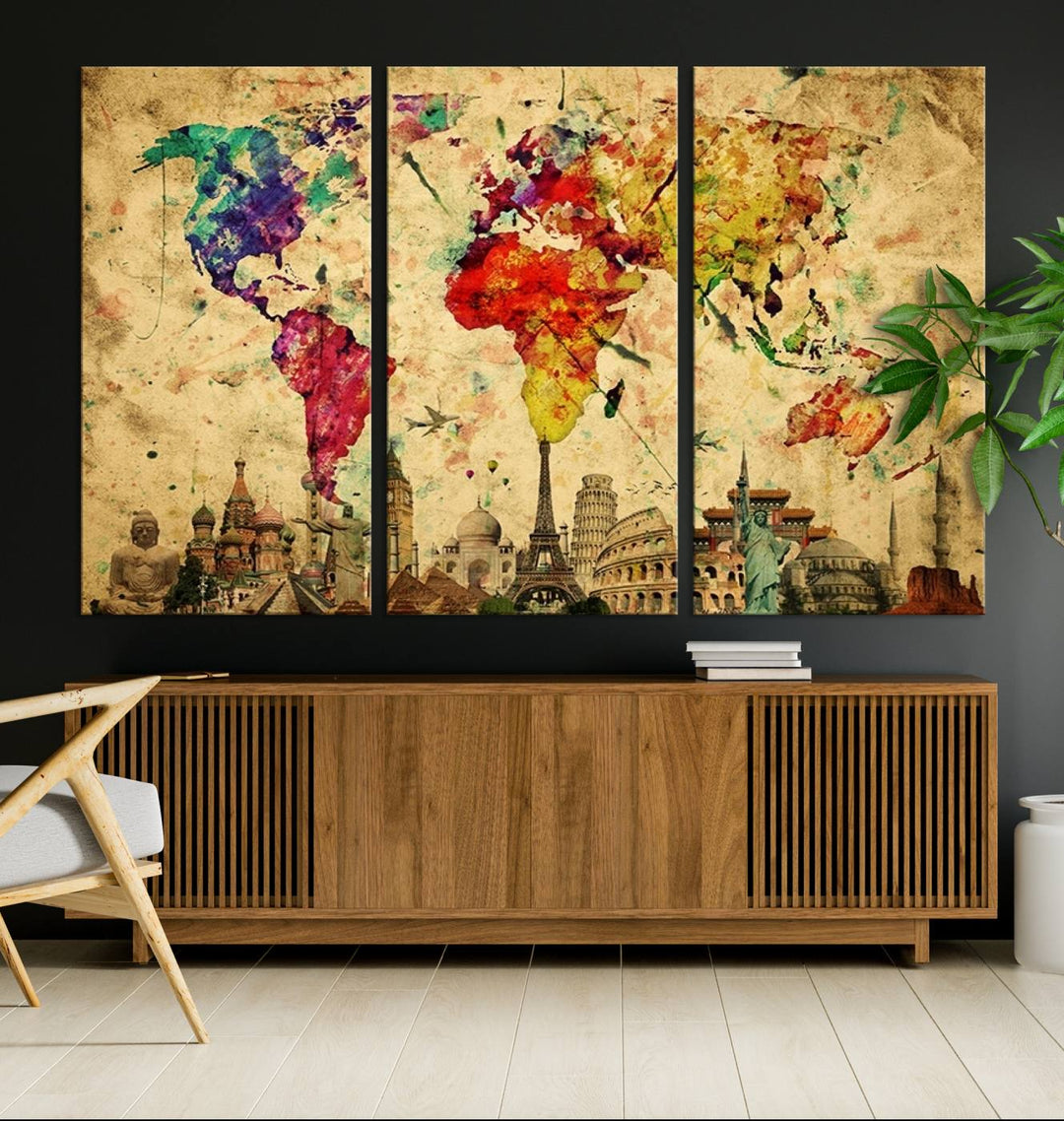 Large Wall Art World Map Canvas Print