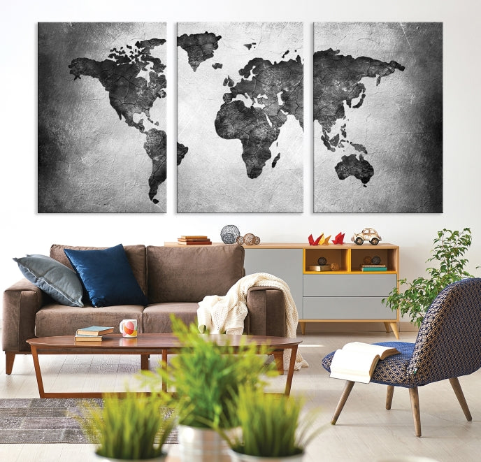 Large Wall Art World Map Canvas Print