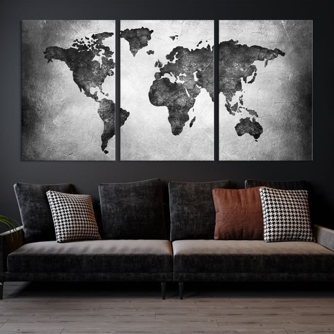 Large Wall Art World Map Canvas Print