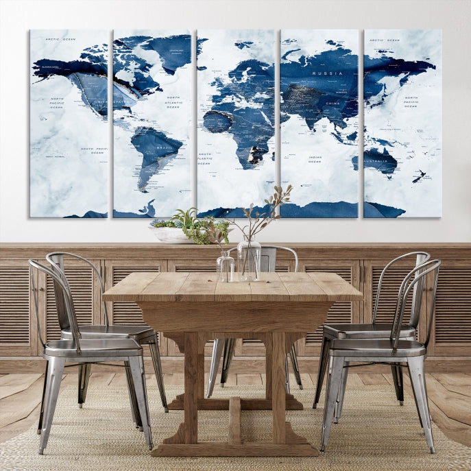 Large World Map Canvas Art Print Traveler Gift Framed Ready to Hang