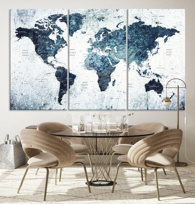 Large World Map Push Pin Travel Wall Art Canvas Print