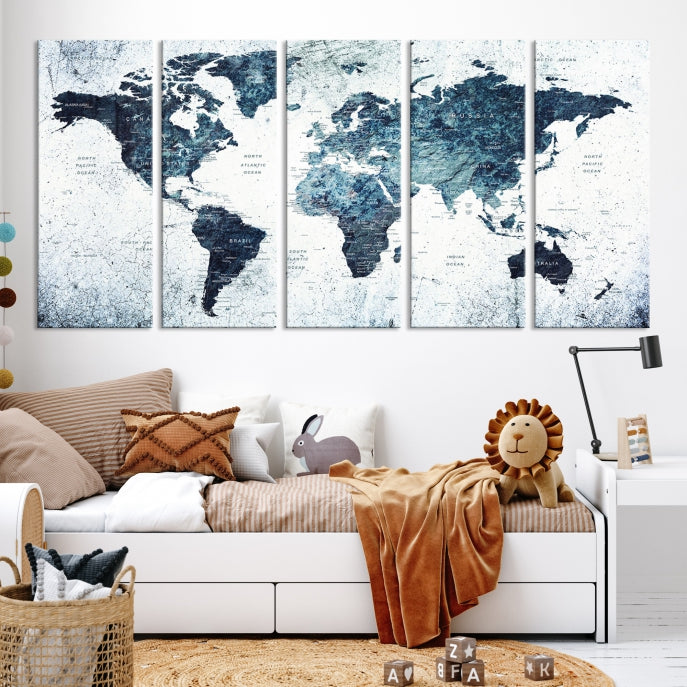 Large World Map Push Pin Travel Wall Art Canvas Print