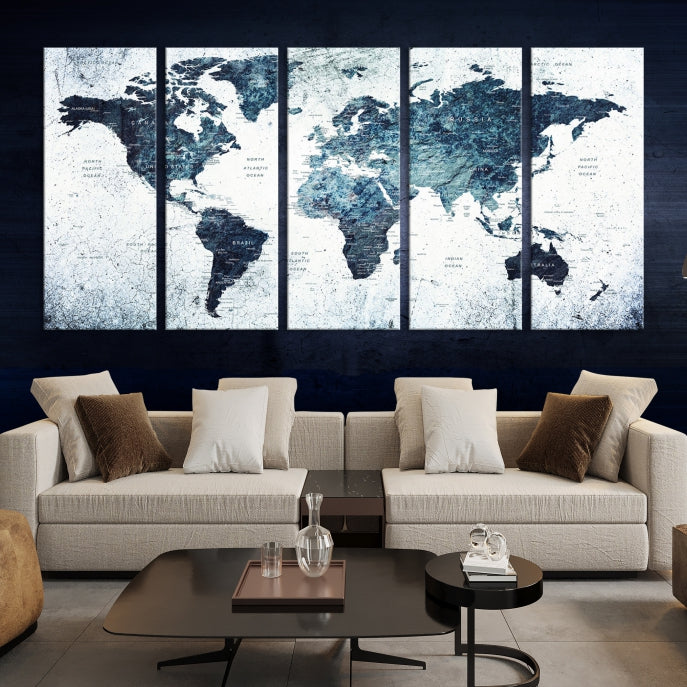 Large World Map Push Pin Travel Wall Art Canvas Print