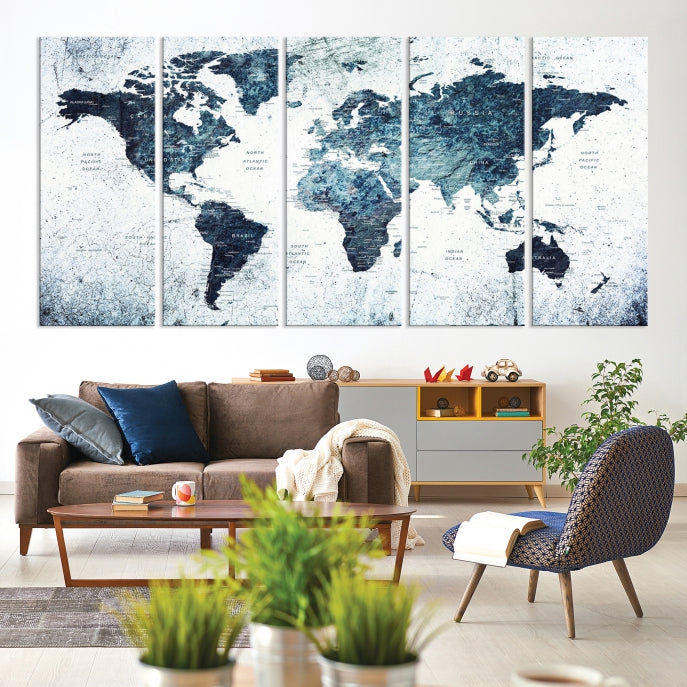 Large World Map Push Pin Travel Wall Art Canvas Print