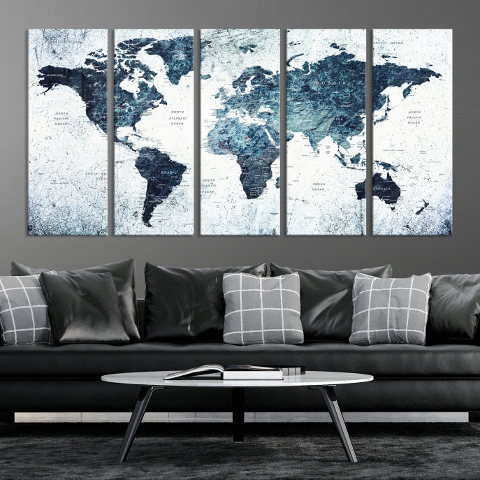 Large World Map Push Pin Travel Wall Art Canvas Print