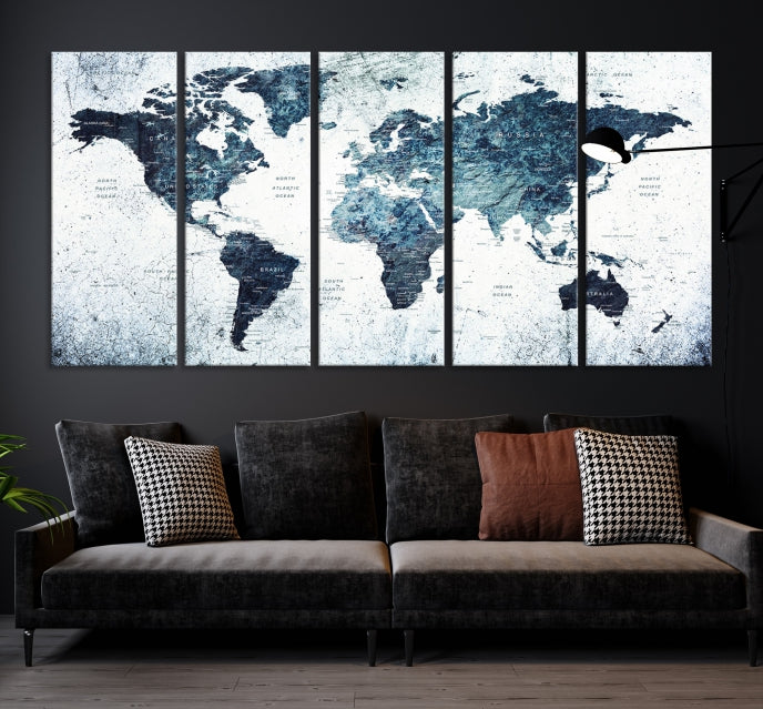 Large World Map Push Pin Travel Wall Art Canvas Print