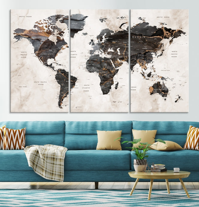 Large World Map Wall Art Canvas Print Modern Wall Decor