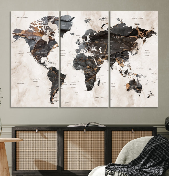 Large World Map Wall Art Canvas Print Modern Wall Decor