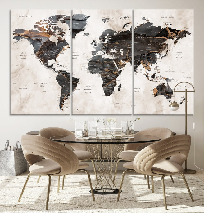 Large World Map Wall Art Canvas Print Modern Wall Decor