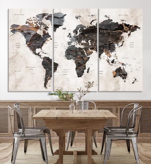 Large World Map Wall Art Canvas Print Modern Wall Decor