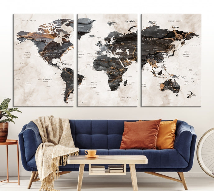 Large World Map Wall Art Canvas Print Modern Wall Decor