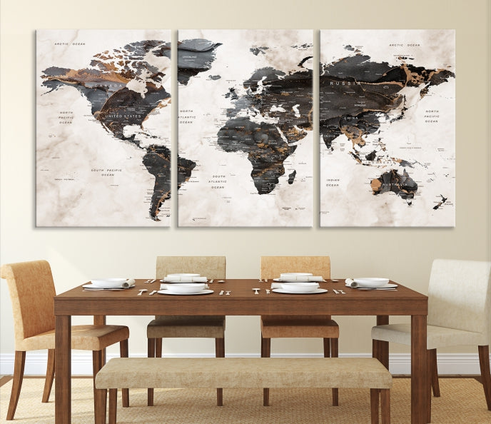 Large World Map Wall Art Canvas Print Modern Wall Decor