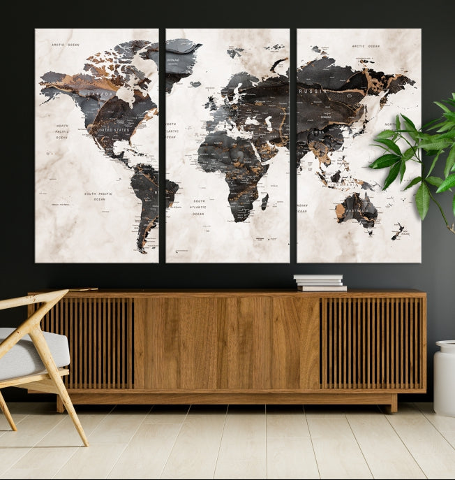 Large World Map Wall Art Canvas Print Modern Wall Decor