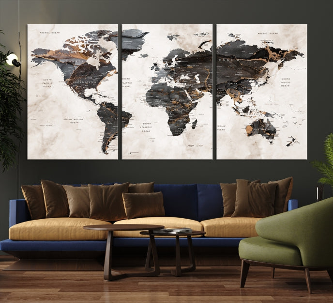 Large World Map Wall Art Canvas Print Modern Wall Decor