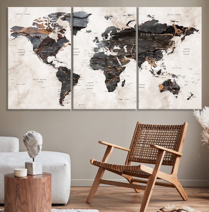 Large World Map Wall Art Canvas Print Modern Wall Decor