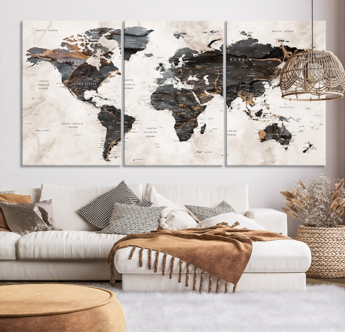 Large World Map Wall Art Canvas Print Modern Wall Decor