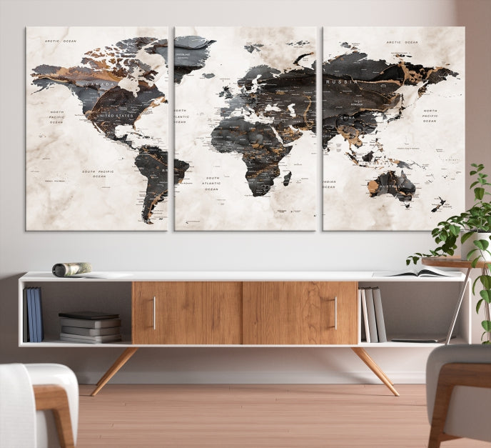 Large World Map Wall Art Canvas Print Modern Wall Decor