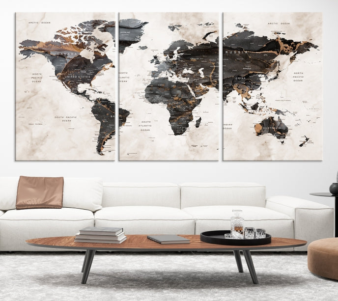 Large World Map Wall Art Canvas Print Modern Wall Decor